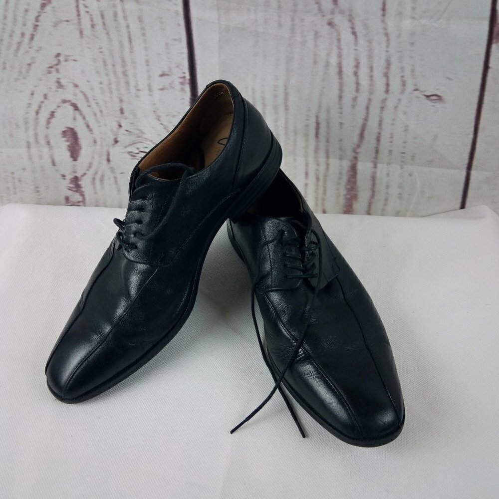 Clarks 1825 Men's Black Leather Oxford Lace Up Dress Shoes Size 11.5M